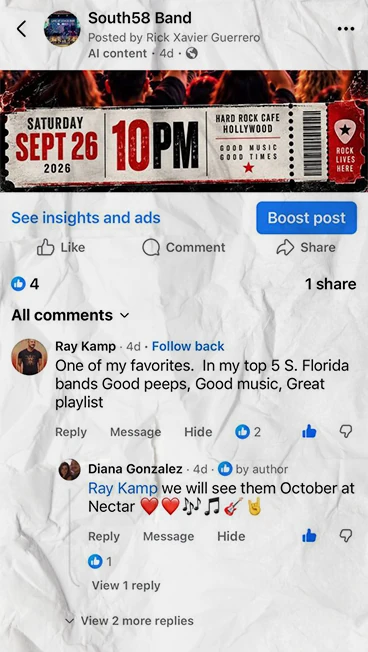 One of my favorites. In my top 5 S. Florida bands. Good peeps, good music, great playlist